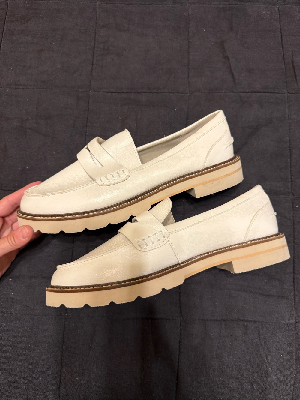 Anne Klein Cream Leather Platform Penny Loafers COMFY!!!